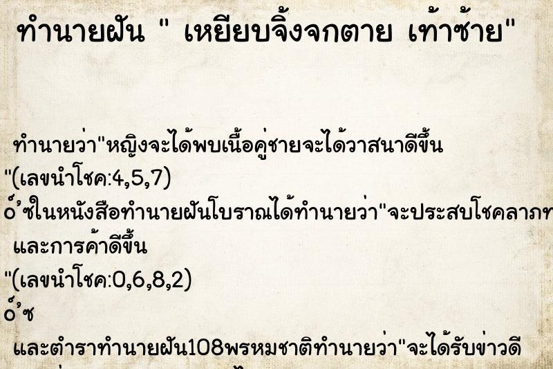 ทำนายฝัน เหยียบจิ้งจกตาย เท้าซ้าย ทำนายฝัน เหยียบจิ้งจกตาย เท้าซ้าย